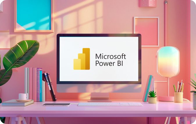 A laptop showing the logo of Microsoft Power BI.